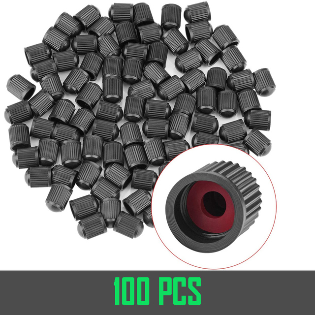 10/25/50/100pcs Black Tire Valve Caps, With Rubber O-Ring, Universal Stem Caps For Cars Bike, Bike, Truck, Motorcycle