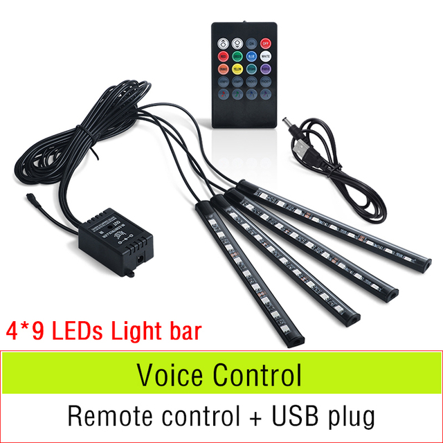 10 in 1 Car Atmosphere Lights USB RGB LED Strip Lights With APP Remote Control Auto Interior Decorative Ambient Dashboard Neon Lamp For Car Accessories