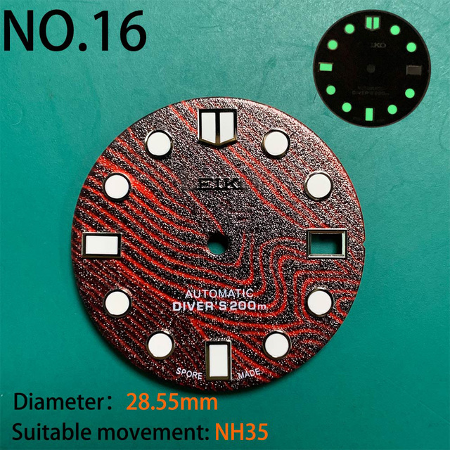 Nh35 watch double dial new C3 luminous modified craft watch skx007 SKX006 small millimeter 28.5mm abalone nh35 universal