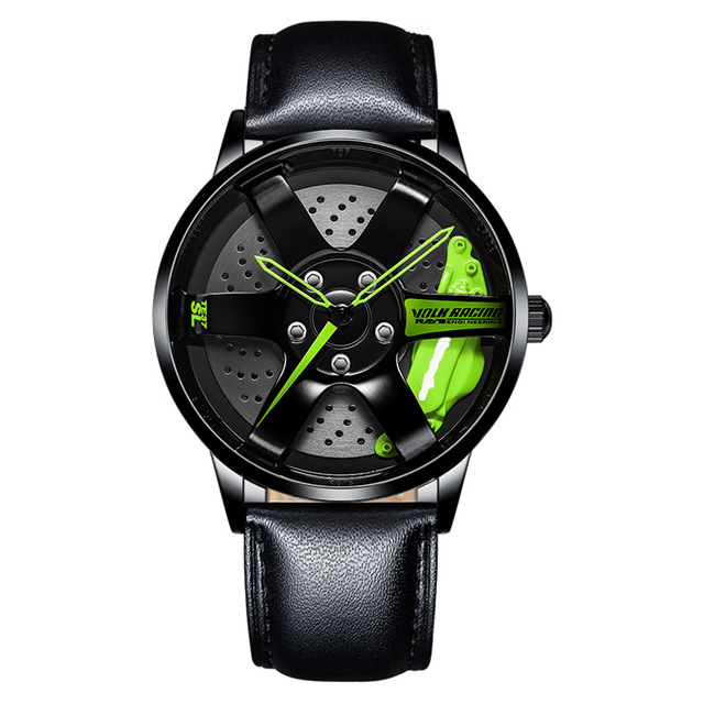 3D Spinning Unique Model Rim Watch Hub Custom Design Sports Car Frame Watch Waterproof Creative Men's Watch Wheel Wristwatch Clock