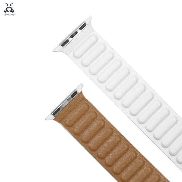 Lebanda Leather Series Strap For iwatch Series 7 6 SE 5 4 3 2 1 Apple Watch Strap Brown Back Two Colors Strap With Magnet Buckle