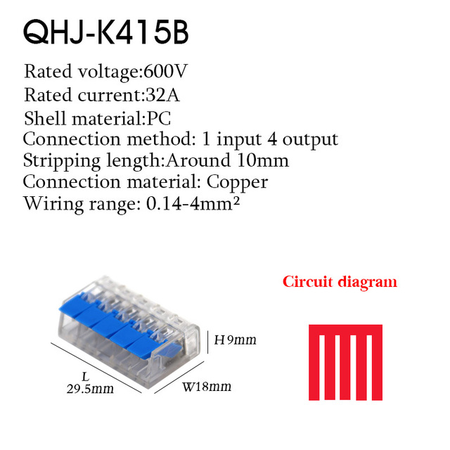 Wire Connector Small Quick Universal Compact Connector Spring Wire Cable Electrical Connectors Push In Terminal Block 412-415