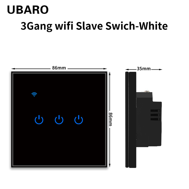 UBARO EU Standard Wifi Smart Drawer Touch Switch Luxury Glass Switch Panel Button App Control Voice Alexa Google Home 1 Gang 2 Way