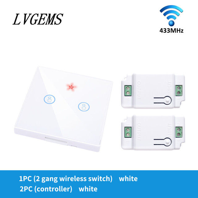 Wireless Switch with Touch Glass Panel, 1/2/3 Button, RF433Mhz, Smart Home Improvement, Wireless Remote Control, Controller, 90-240V