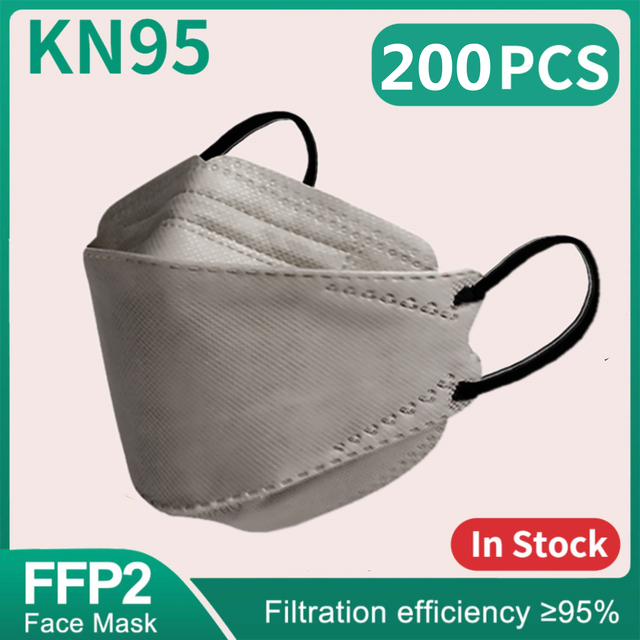 10-200 قطعة Mascarillas FPP2 KN95 قناع FFP2 homology ada 4 طبقات ffp2قناع الكبار الأسماك أقنعة الوجه FP2 موراندي موضة حماية Masken