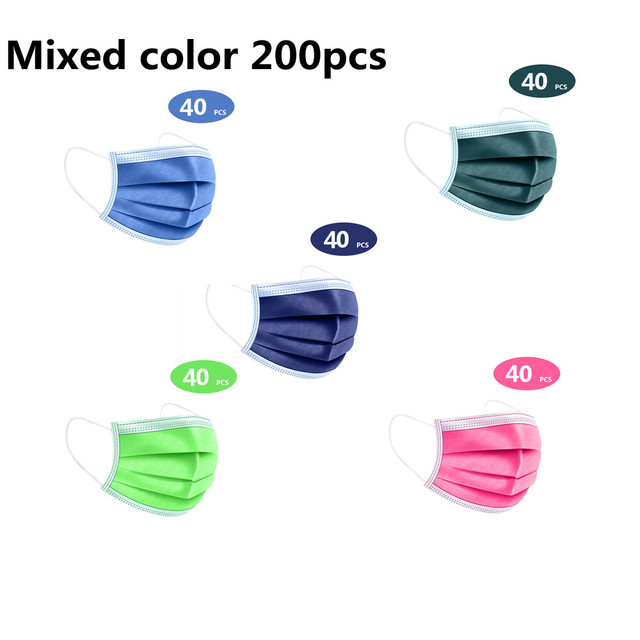 10-200pcs Adult Mouth Mask Disposable Face Mask Cherogical Mask 3 Layer Anti-Dust Mascarillas Quirojicas Gay Colors