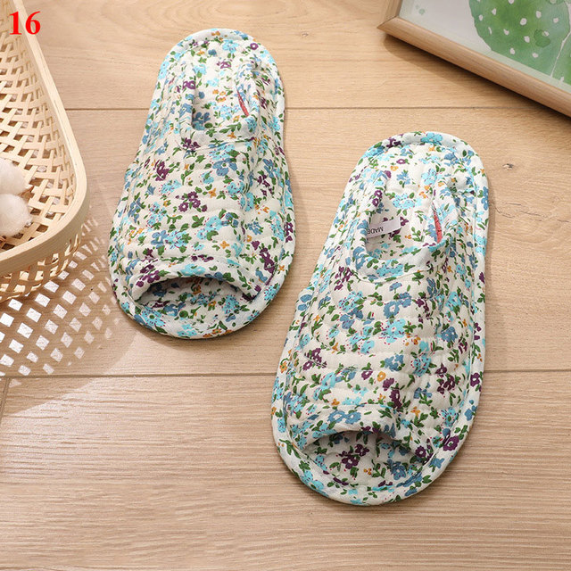 Small floral slippers pastoral fabric soft-soled household cotton slippers warm breathable non-slip light beautiful cotton slippers