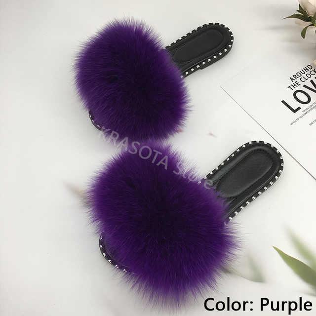 women flip flops summer fluffy slippers luxury real fur slides for women fluffy sliders jelly shoes woman flat sandals with fur