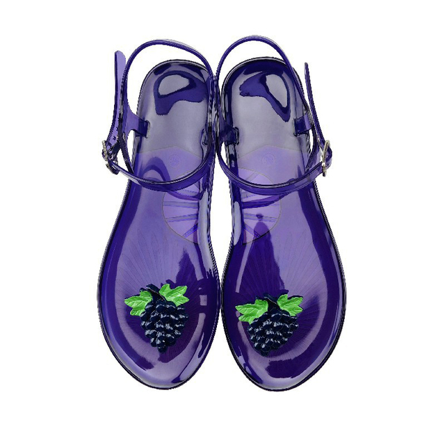 Women Fruit Sandals Transparent PVC Flat Flip Flop Sandal Ladies 2022 Summer Outdoor Fashion Non-slip Buckle Strap Beach Shoes