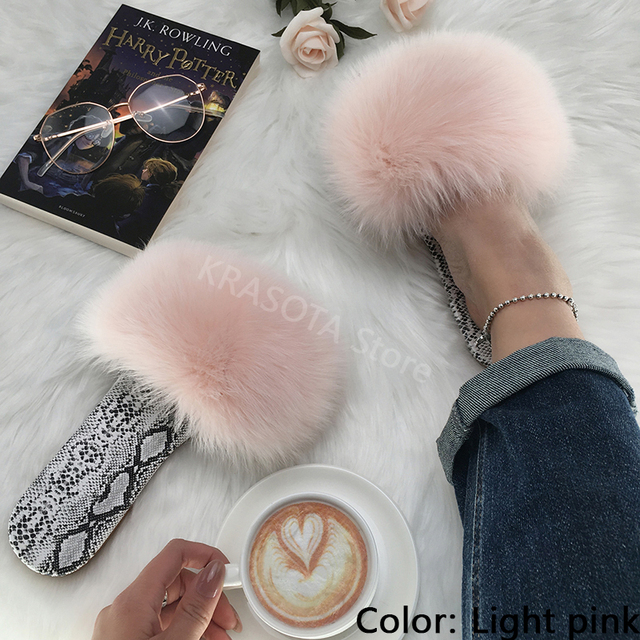 Square Toe Slippers Luxury Summer Fluffy Slippers Women Real Fur Slides Shoes Indoor Home Outdoor House 36 37 38 39 40 41 42 43