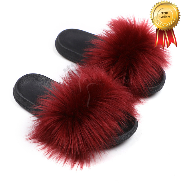 2022 New Summer Slippers Women Fuzzy Slides Fluffy Faux Fur Slippers Flat Furry Sandal Fashion Fur Flip Flop Amazing Woman Shoes