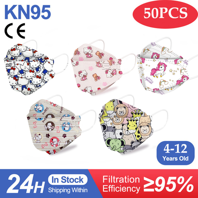 Kn95 أقنعة الاطفال fpp2 المعتمدة قناع للطفل الأسماك المطبوعة الكرتون الفم قناع KN95 Mascarilla Infantil kf94fan ffp2fan Ninos