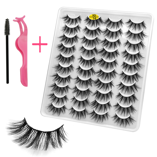 LE 20 Pairs Mink Eyelashes Fashion Handmade Cruelty-Free Soft Wispies 3D Fake Long Eye Lashes Extension False Eyelashes