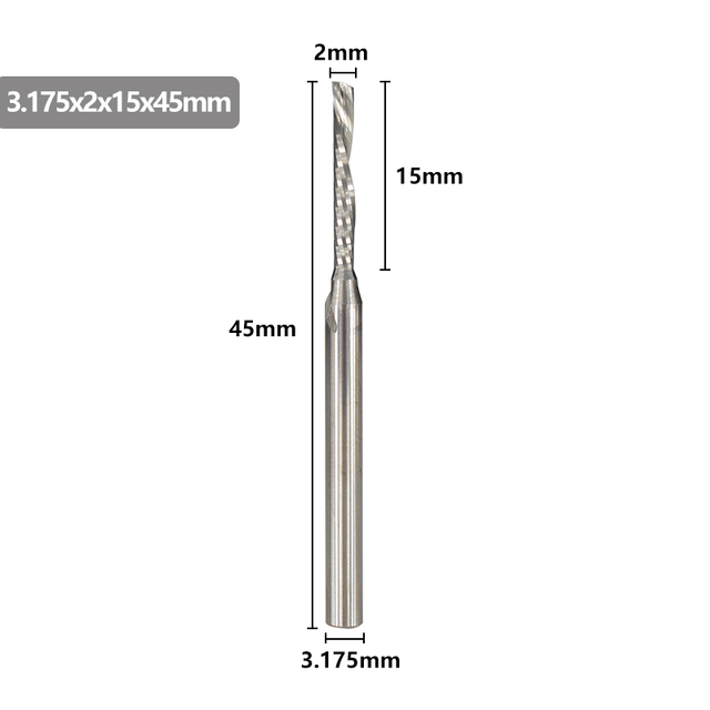 XCAN - Single Carbide Cutting Machine, 3.175mm (1/8"), CNC Router, 1-3.175mm Diameter, for Aluminum Cutting