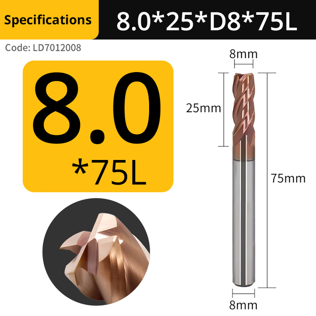 VACK HRC55 Carbide End Mill 4 Flutes Milling Cutter Alloy Coating Tungsten Steel Cutting Tools For CNC Routers