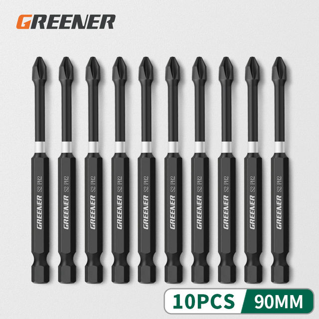 Green Impact Strong Magnetic Impulse Head Cross High Hardness Hand Drill Bit Screw Electric Screwdriver Set 50 65 70 90 150mm