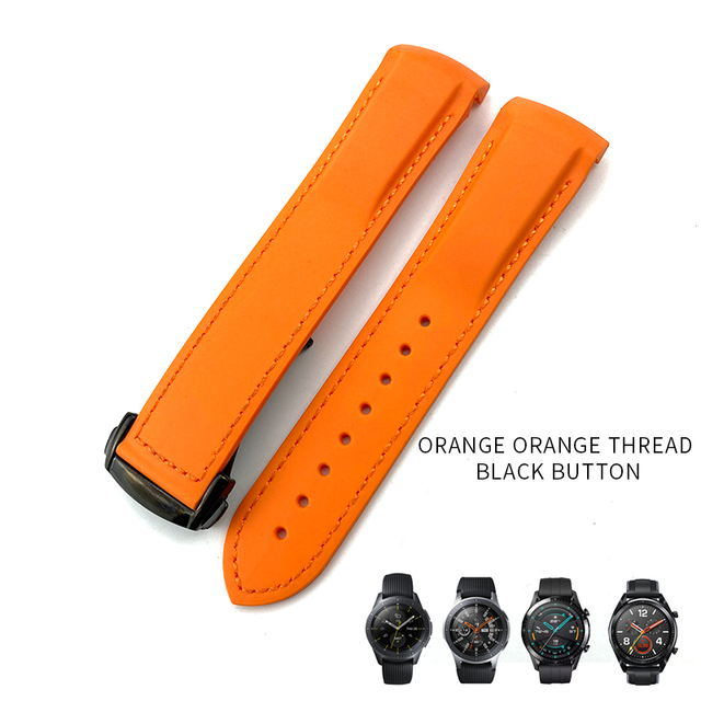 20mm 19/21mm 22mm Curved End Silicone Rubber Watch Band Suitable for Huawei GT 2 Samsung Galaxy Watch 3 4 Omega Seamaster Strap