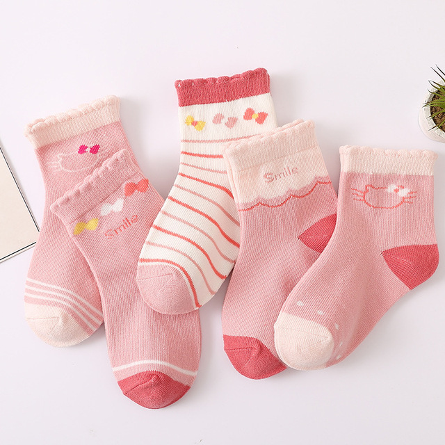 5 Pairs Cotton Kids Warm Socks Winter Socks For Baby Girls Cute Cartoon Newborn Toddler Casual Sports Socks Boys Socks 0-12 Years