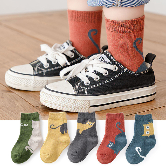 5pairs/lot Baby Boys Girls Socks Fashion Cartoon Animal Pattern Cotton Kids Socks 1-12 Years New Spring Autumn Socks for Boy