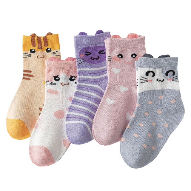 5pairs/lot Cute Cartoon Baby Girls Socks Winter Thicken Soft Kawaii Infant Toddler Socks Cotton Baby Boy Sports Socks for 1-12Y