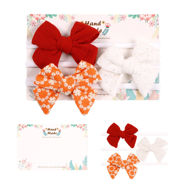 3pcs/lot Cute Bow Baby Headband for Girl Nylon Head Bands Turban Newborn Hair Bands for Kids Baby Hair Accessories