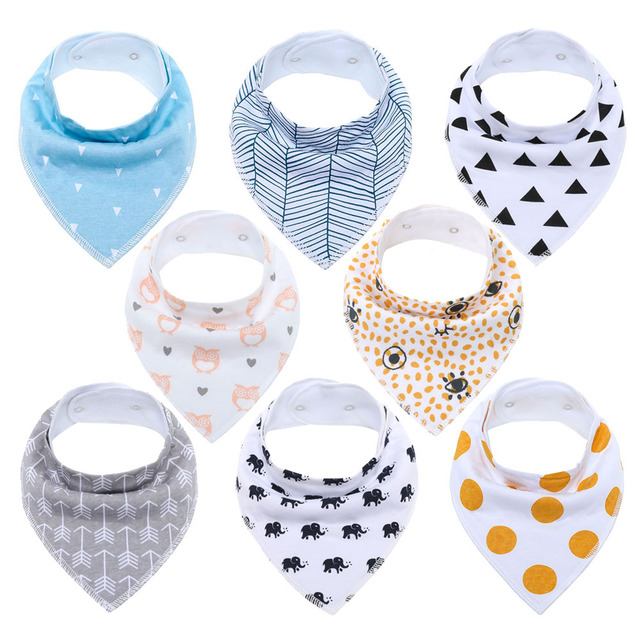 8pcs Baby Bibs Baby Saliva Bobble Bibs Unisex Bibs Set for Drooling and Teething 100% Organic Cotton Newborn Absorbent Soft Bibs