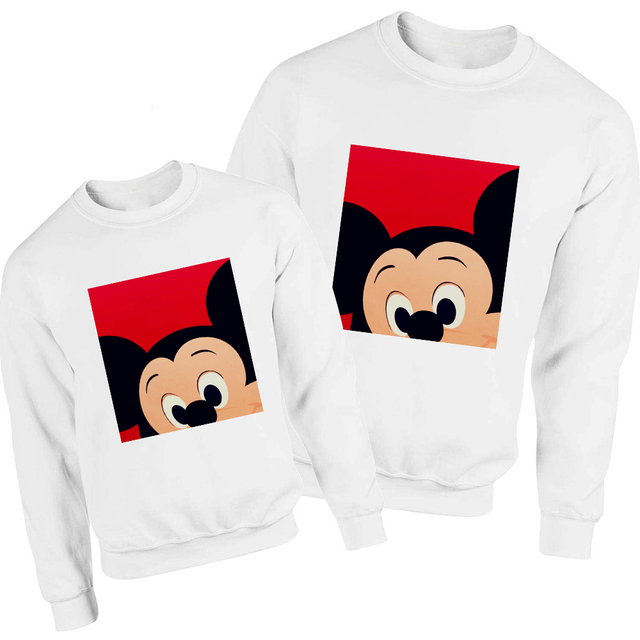 Simple Mickey Family Style Sweatshirt Cool Modern Harajuku Sweatshirt Harajuku Mom and Daughter Pullover Lovely Clothes Hoodie