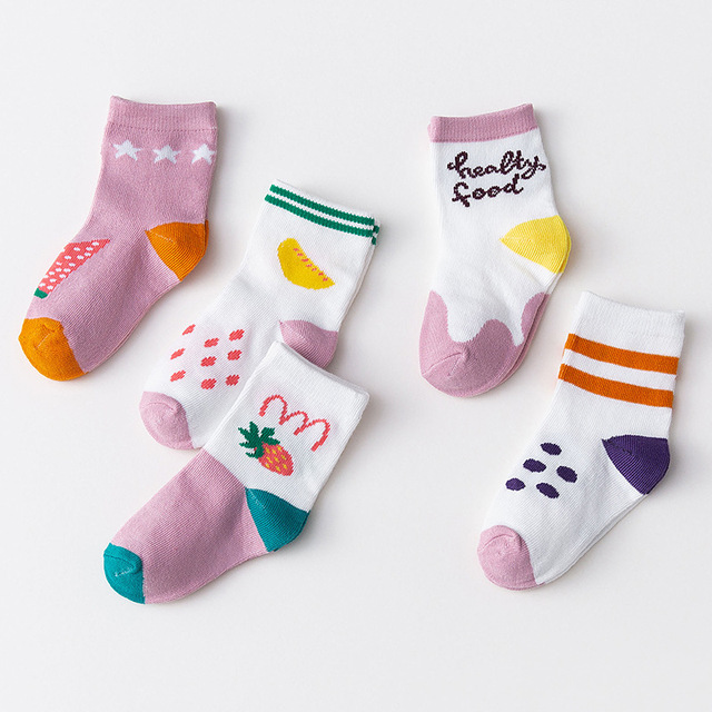 5pairs/lot 2022 Baby Socks for Kids Girls Boy Cotton Stripe Cartoon Animals Summer Baby Knitwear Socks Newborn Baby Clothes