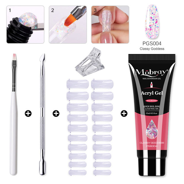 Mobray Poly Nail Gel Set All For Quick Extension Nail Manicure Set Gel Cuticle Pusher Finger Extension Template Nail Tool Kit