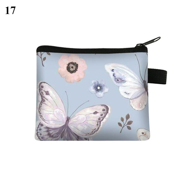 Fashion Brand Wallet Women Lovely Bowknot Flower Print Small Coin Bag Wallet Canvas Zipper Female Coin Purse Purse Earphone