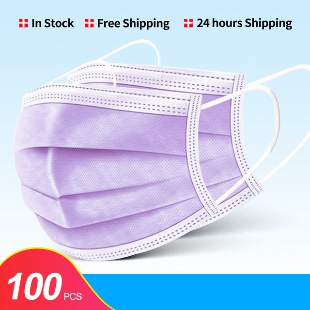 10-200pcs Disposable Face Mask 3 Ply Non-woven Mouth Mask Anti PM2.5 Dust Masks Elastic Earloop Respirator Mask Filter White Masken