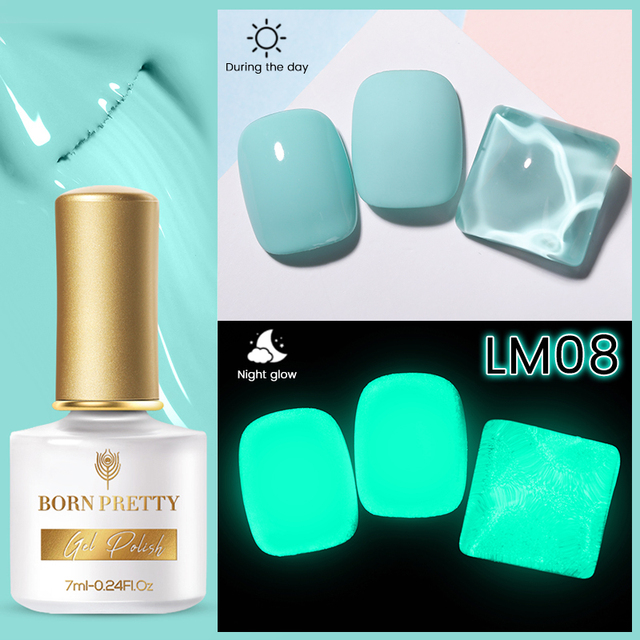 Born Pretty Pink Color Luminous Gel Nail Polish Glow In The Dark Neon Fluorescent Soak Off UV LED Top Coat Semi Permanent Varnish