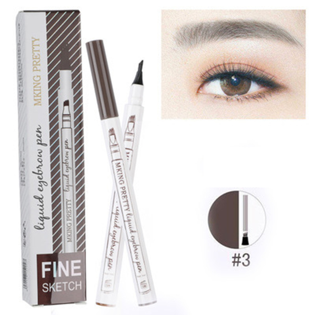 Four Heads Eyebrow Pencil Waterproof Sweat-proof Liquid Eyebrow Pencil Non-fading 4-fork Eyebrow Pencil Makeup TSLM1