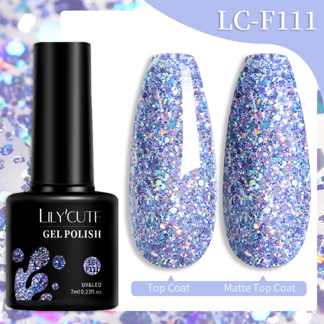 LILYCUTE 7ml Glitter Gel Nail Polish Laser Sequins Soak Off UV Gel Semi Permanent Colored Nails Gel Polish DIY Nail Art Esmalte