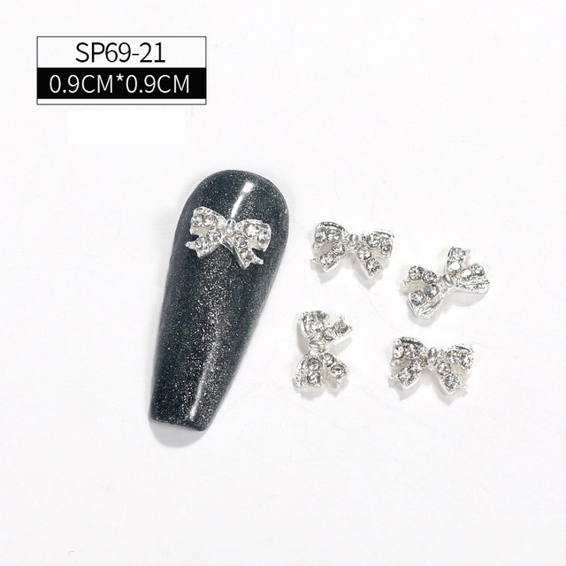 LEAMX 10pcs/bag Clear Rhinestones Nails Art Decorations Beautiful Girls Nail DIY 3D Gems Alloy Nail Diamond Charms Supply L413