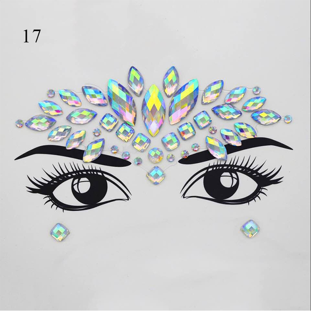 3D Sexy Face Tattoo Stickers Face Decoration Temporary Tattoo Glitter Fake Tattoo Rhinestones for Woman Party Face Jewelry Tattoo