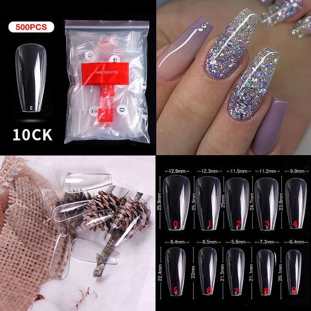 500pcs False Nail Extension Full Cover Fake Nails French False Nail Clear/White False Nail Tips Art Manicure Tool French Nail