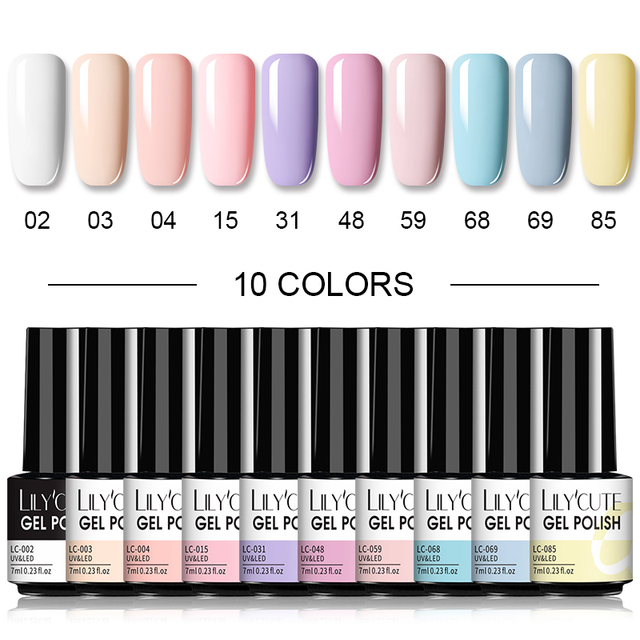 LILYCUTE 20/10/8pcs Set UV Gel Nail Polish Set 7ml Multicolor Semi-Permanent Long Lasting Led Gel Varnish Soak Off Nail Gel