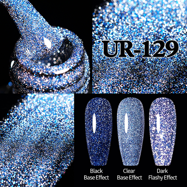 UR SUGAR Neon Reflective Glitter Gel Nail Polish Fluorescence Orange Blue Green Semi Permanent Soak Off UV LED Nail Gel Art