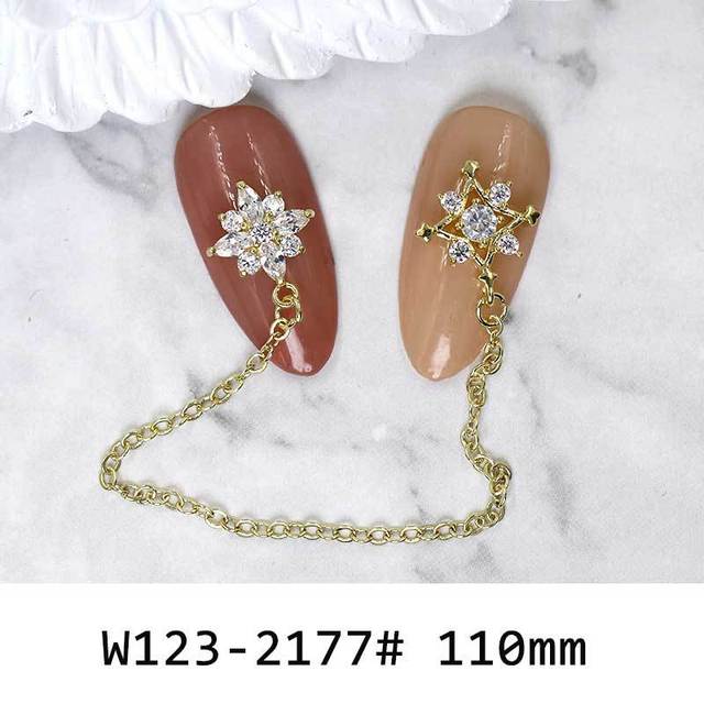 3pcs popular manicure jewelry 3d super flash heart shaped micro inlaid zircon shell starfish chain rivets