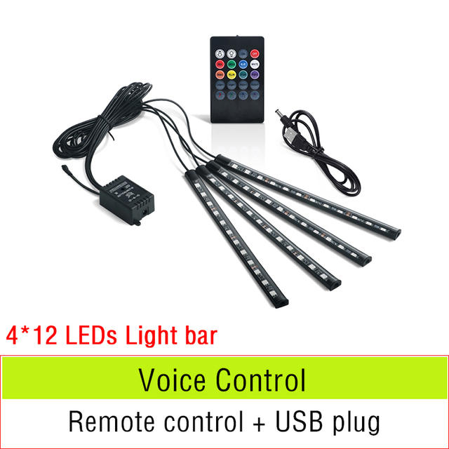 10 in 1 Car Atmosphere Lights USB RGB LED Strip Lights With APP Remote Control Auto Interior Decorative Ambient Dashboard Neon Lamp For Car Accessories