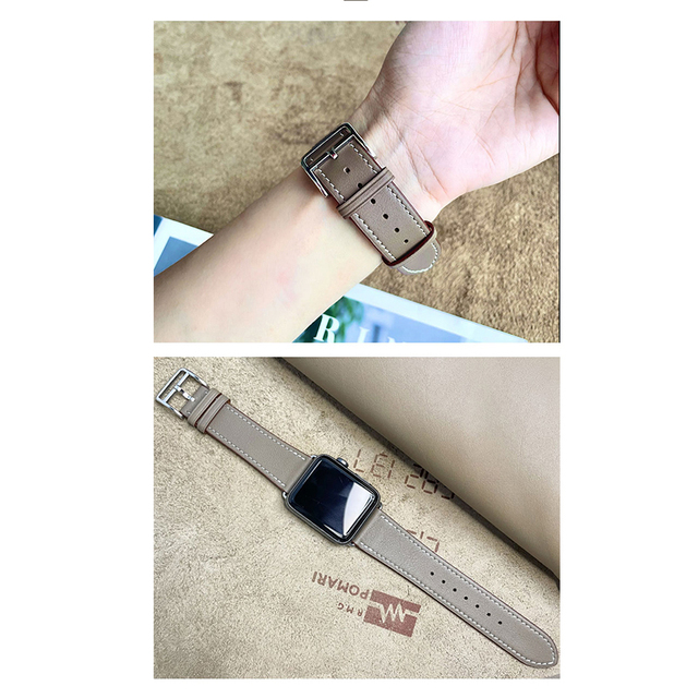 Kebitt High Quality Genuine Leather Single Round iWatch Smart Watch Strap for Apple Watch 7 6 Se 5 4 3 Strap 40mm 44mm 41mm 45mm