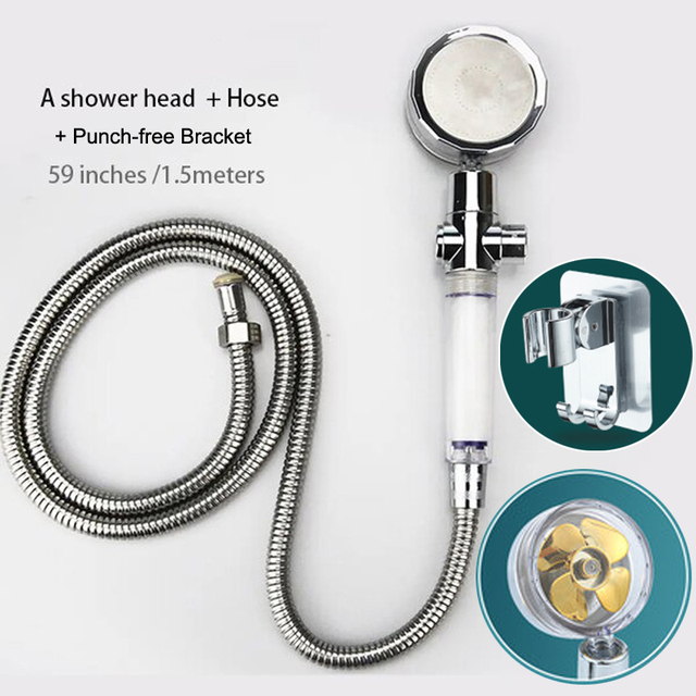 High Pressure Water Saving Flow Pressurized Shower Head 360 Degree Rotating Adjustable ABS Hose Bathroom Accessories Shower Set