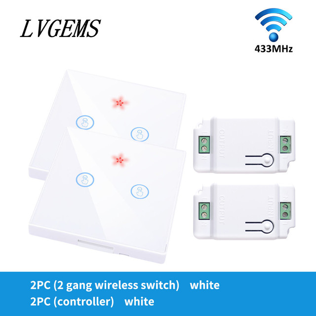 Wireless Switch with Touch Glass Panel, 1/2/3 Button, RF433Mhz, Smart Home Improvement, Wireless Remote Control, Controller, 90-240V