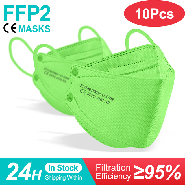 10-100 قطعة FFP2 قناع KN95 قناع السمك الكبار Mascarillas ffp2reuse zable واقية تنفس تصفية ffp2fan شهادة fpp2fan