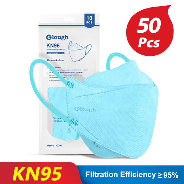 KN95 قناع 4 طبقات سلامة KN95 أقنعة غبار FFP2 تنفس تصفية FFP2Mask الوجه قناع واقٍ الغبار FFP2 FFP3