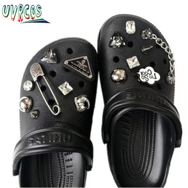 1 مجموعة اليدوية croبها بنفسك Crocs Charms بلينغ JIBZ إبزيم حجر الراين اكسسوارات سلسلة معدنية تسد حديقة حذاء الديكور الفتيات 지지