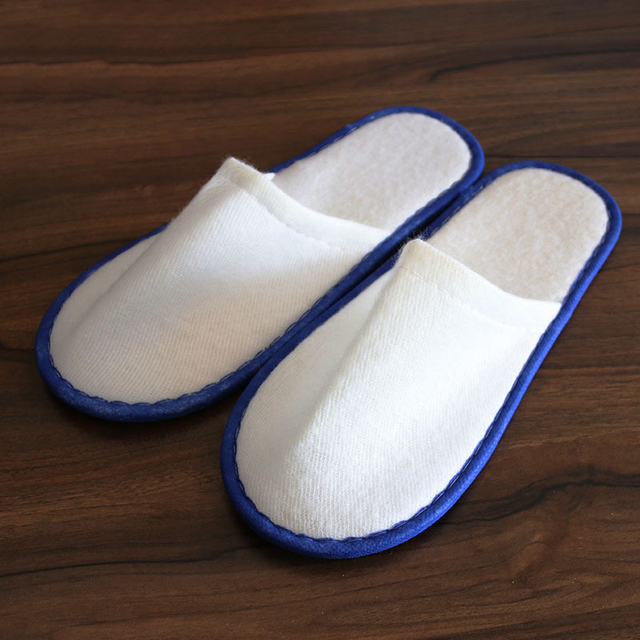 1 Pair Simple Unisex Solid Color Slippers Hotel Travel Spa Portable Men Slippers Disposable Guest Home Indoor Cloth Men Slippers