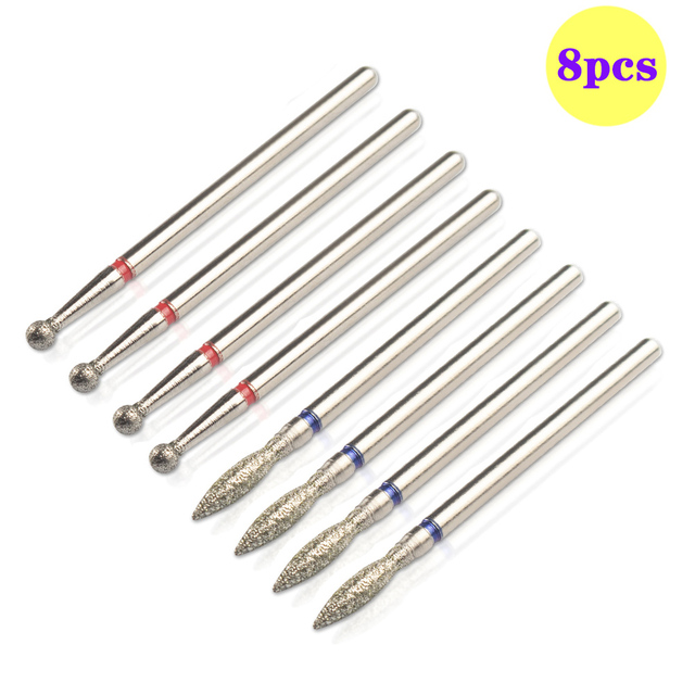 8pcs Diamond Milling Cutter for Manicure Set Nail Drill Bits Accessories Nozzles for Manicure Cutters Pedicure Sanding Nail File