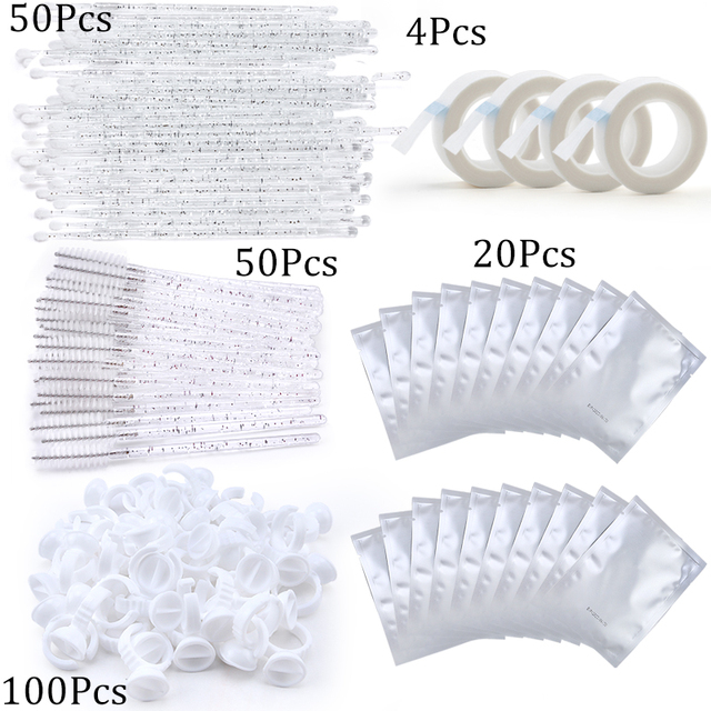 Eyelashes Extension Supplies Lashes Set Micro Brush Tape Glue Ring Eye Pad Disposable Mascara Applicator Eyelashes Tool